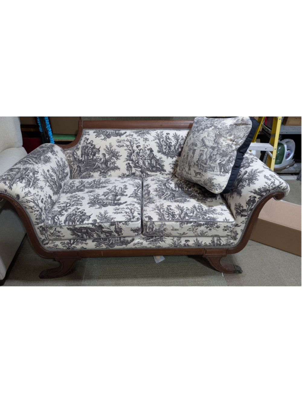 Unbranded Toile Print Settee Loveseat One Size Beige and Black